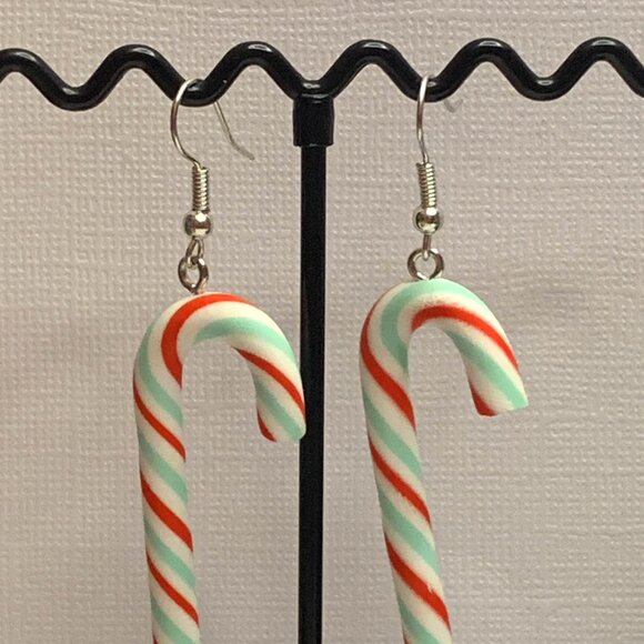 Candy Cane Earring, Christmas Earring, Funny Food Earring, Holiday Earring - Picture 2 of 4